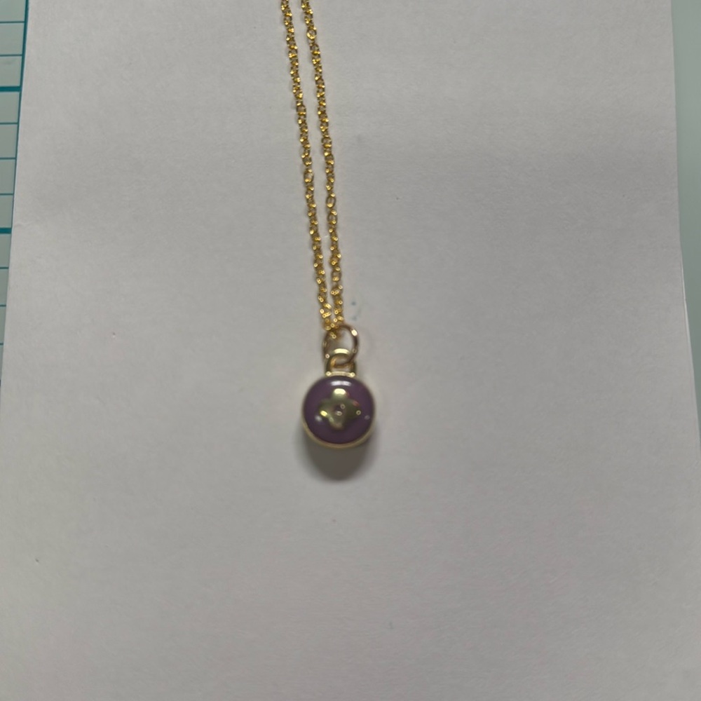 Authentic Louis Vuitton Purple Clover Charm Necklace